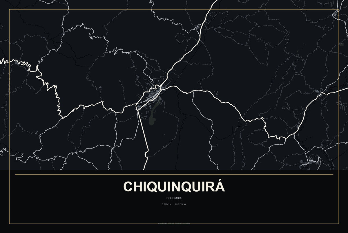 Chiquinquirá, Colombia City Map Aluminum Sign in Metropolitan Noir style