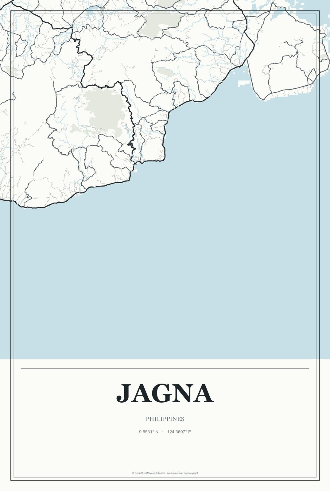 Jagna, Philippines City Map Aluminum Sign in Gallery Air style