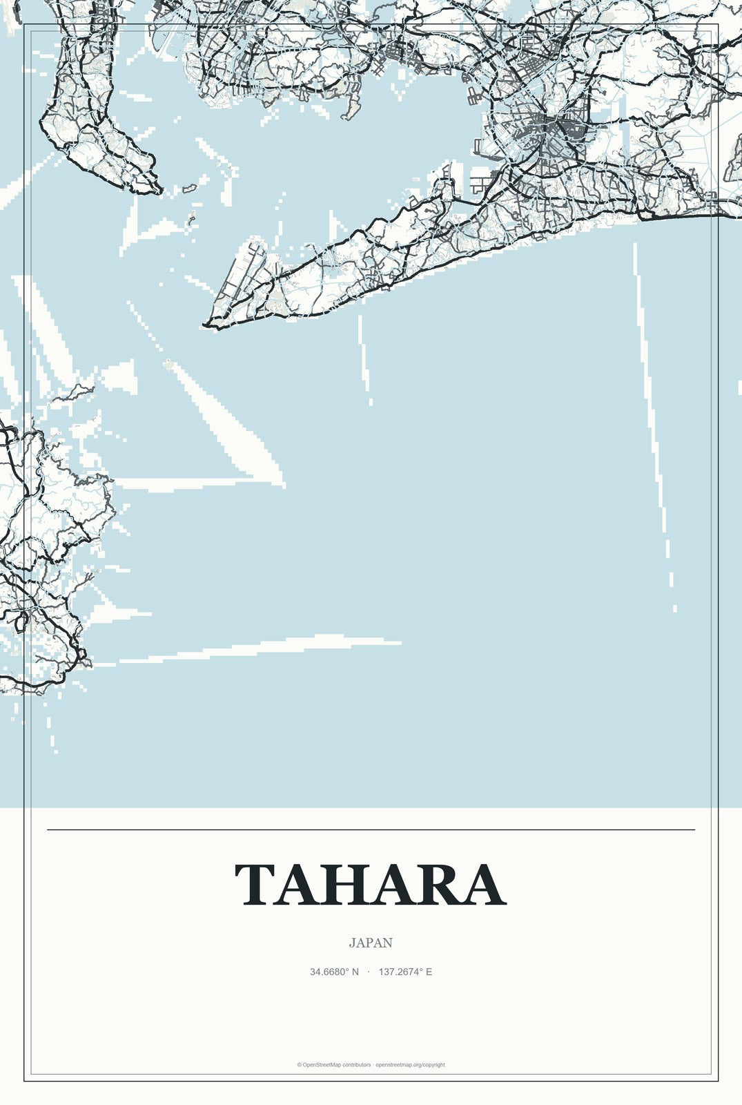 Tahara, Japan City Map Aluminum Sign in Gallery Air style