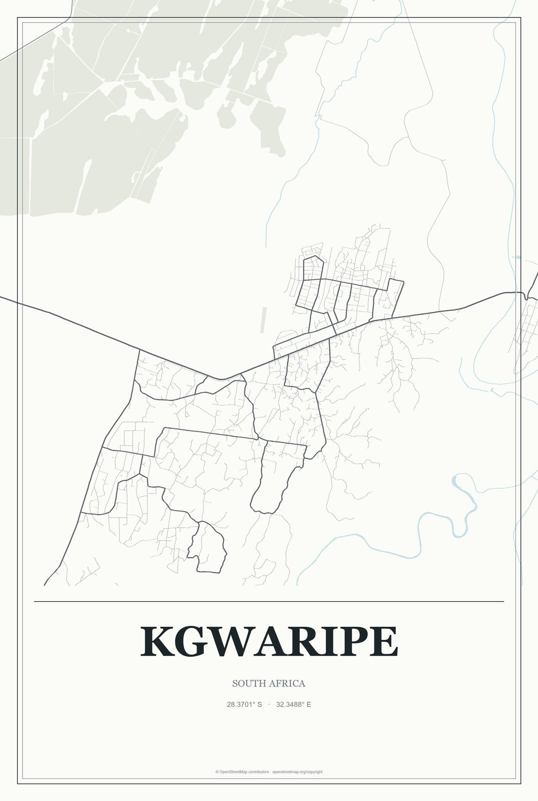 Kgwaripe, South Africa City Map Aluminum Sign in Gallery Air style