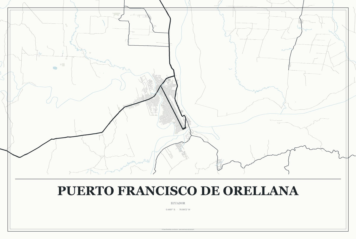 Puerto Francisco de Orellana, Ecuador City Map Aluminum Sign in Gallery Air style