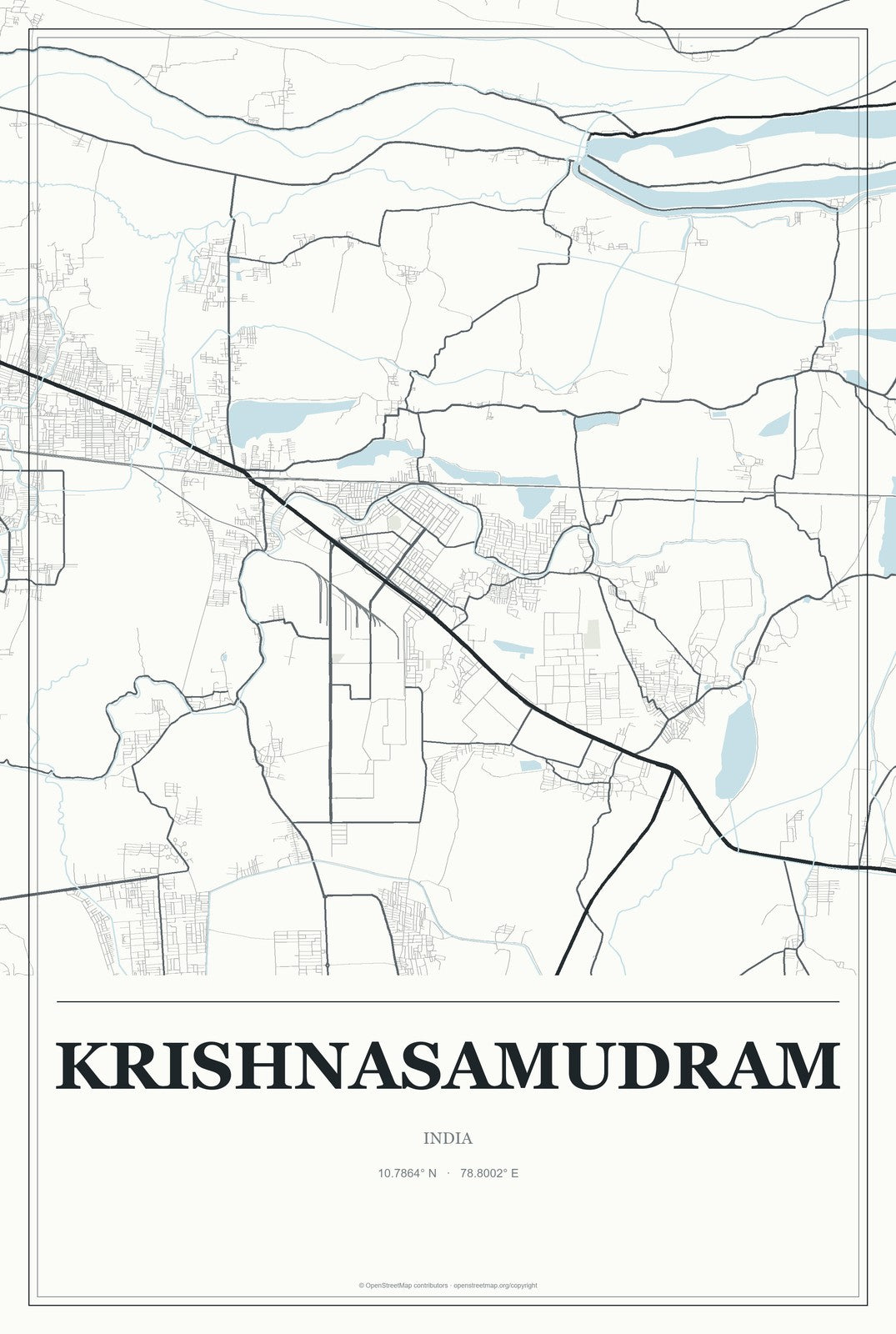 Krishnasamudram, India City Map Aluminum Sign in Gallery Air style