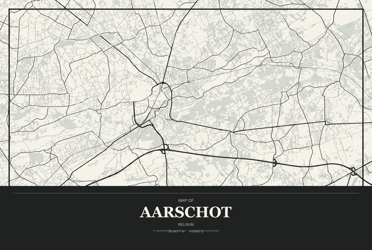 Aarschot, Belgium City Map Aluminum Sign in Museum Plaque style