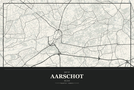 Aarschot, Belgium City Map Aluminum Sign in Museum Plaque style