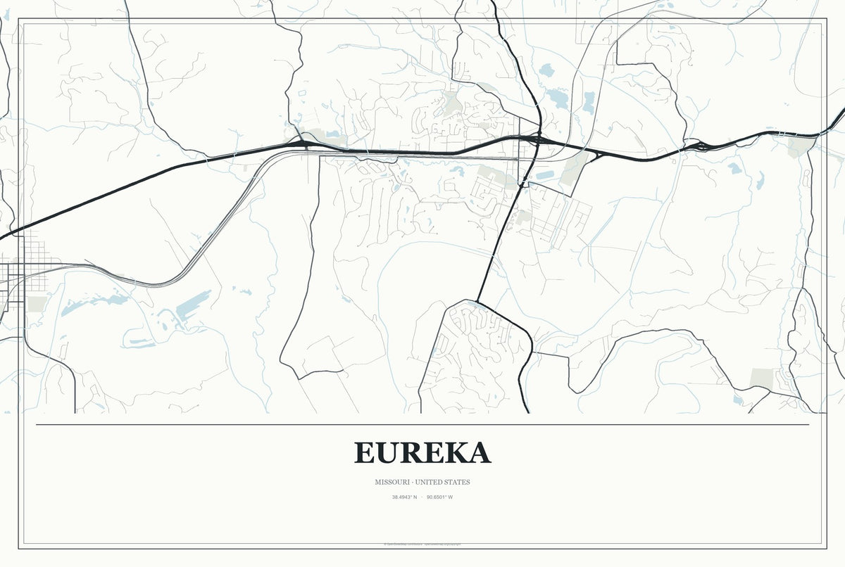Eureka, Missouri City Map Aluminum Sign in Gallery Air style