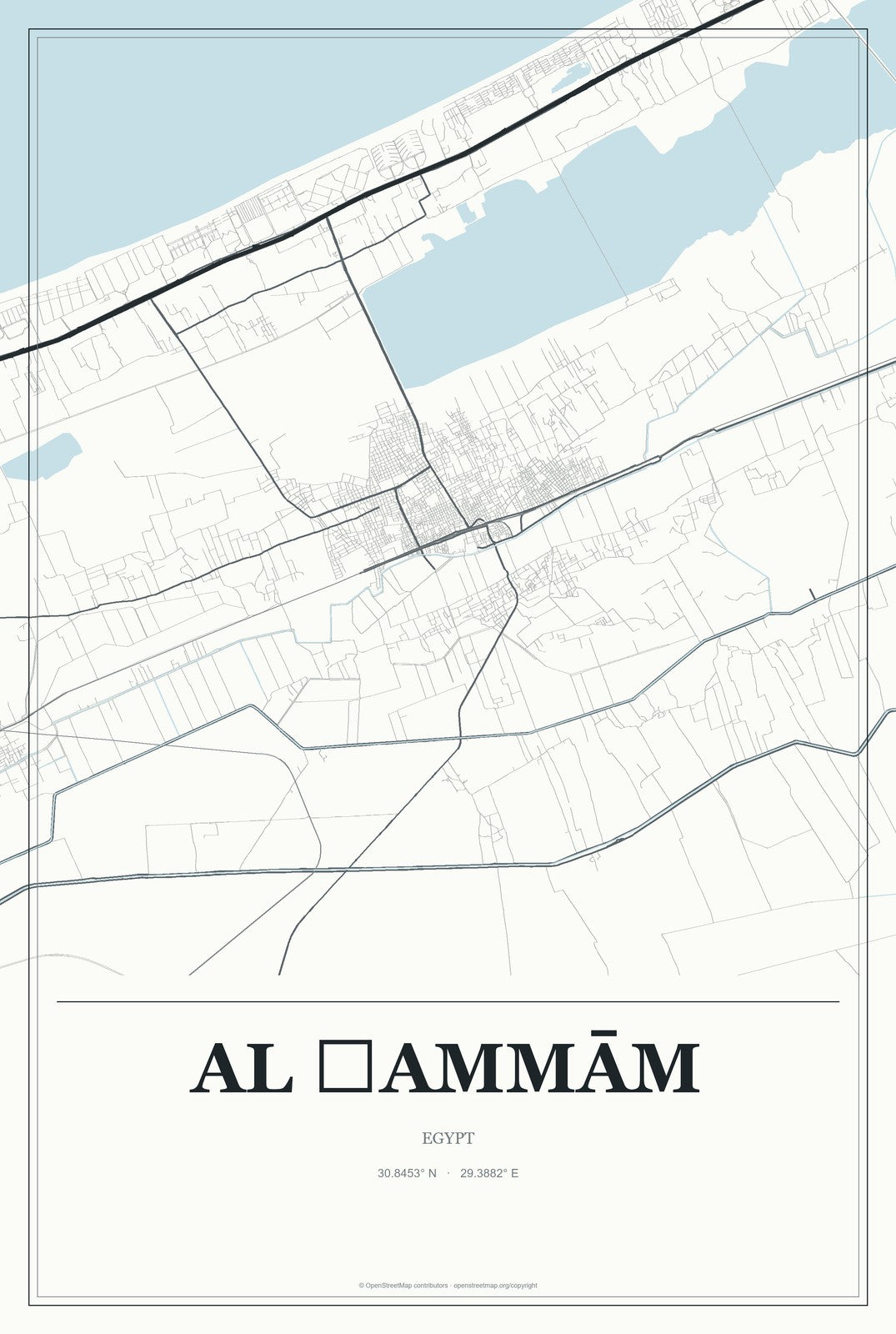 Al Ḩammām, Egypt City Map Aluminum Sign in Gallery Air style