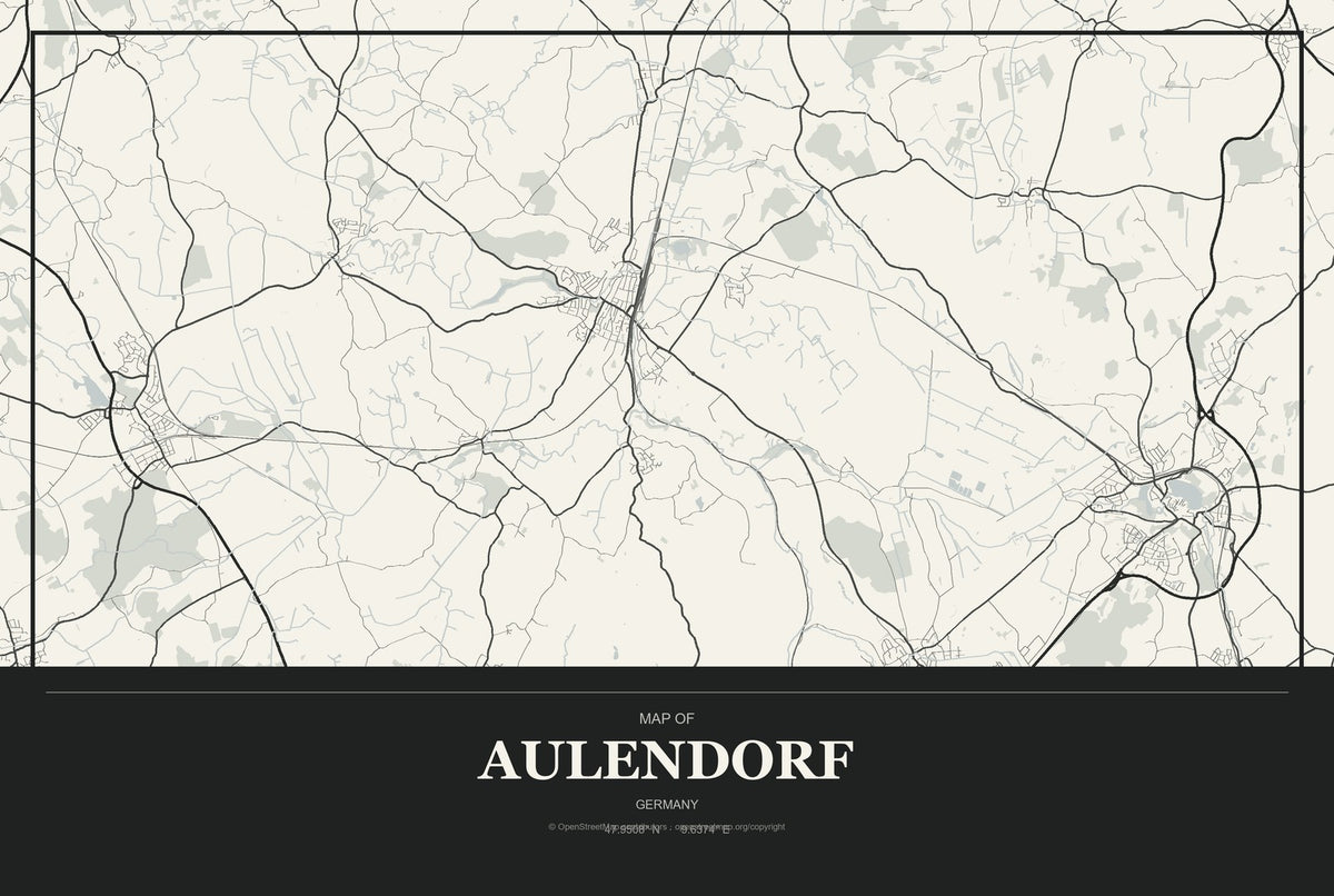 Aulendorf, Germany City Map Aluminum Sign in Museum Plaque style