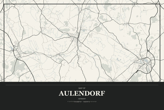 Aulendorf, Germany City Map Aluminum Sign in Museum Plaque style