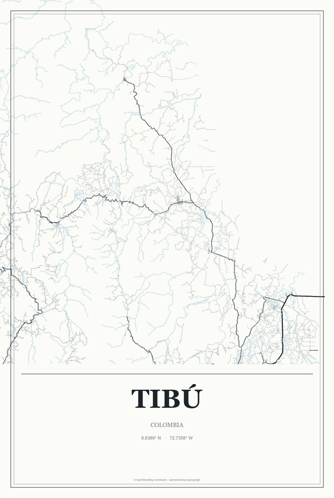 Tibú, Colombia City Map Aluminum Sign in Gallery Air style