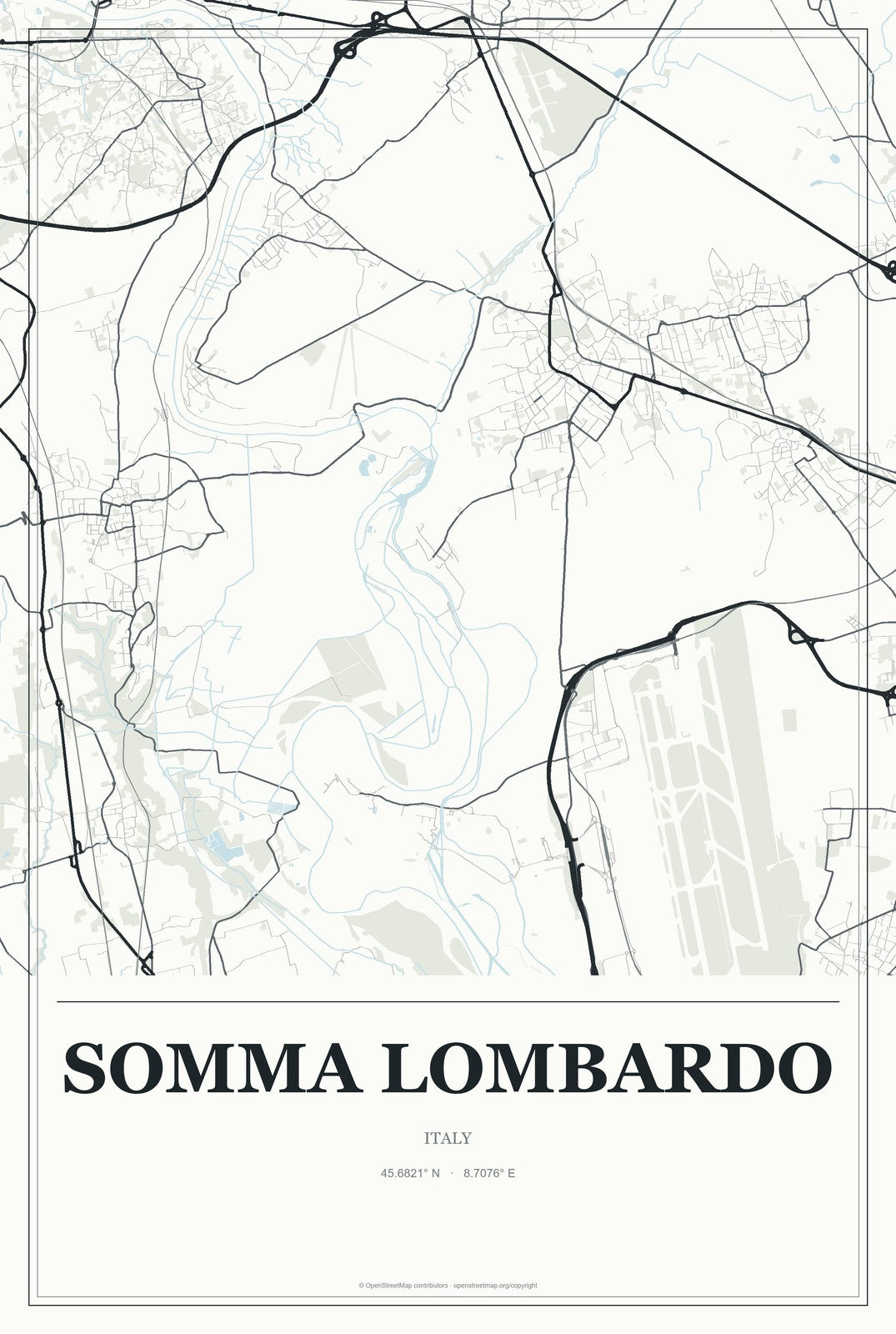 Somma Lombardo, Italy City Map Aluminum Sign in Gallery Air style