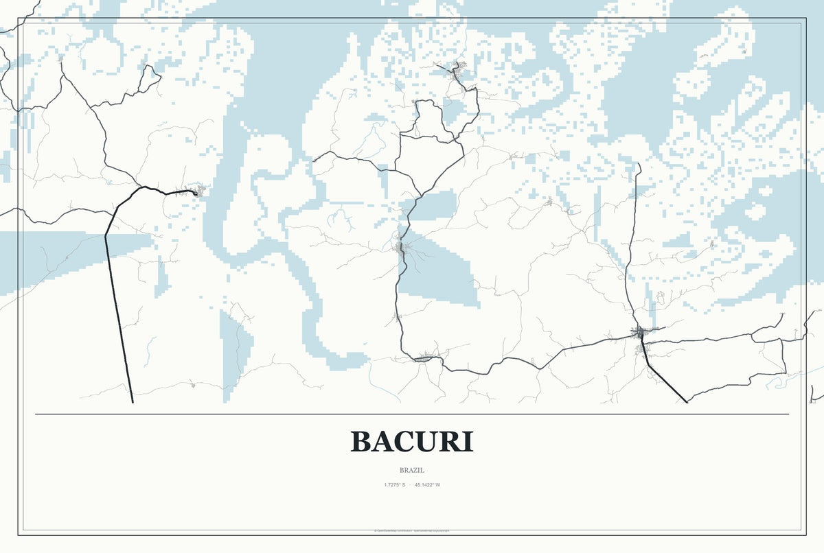 Bacuri, Brazil City Map Aluminum Sign in Gallery Air style