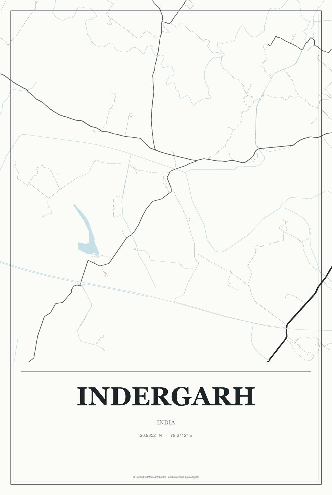 Indergarh, India City Map Aluminum Sign in Gallery Air style