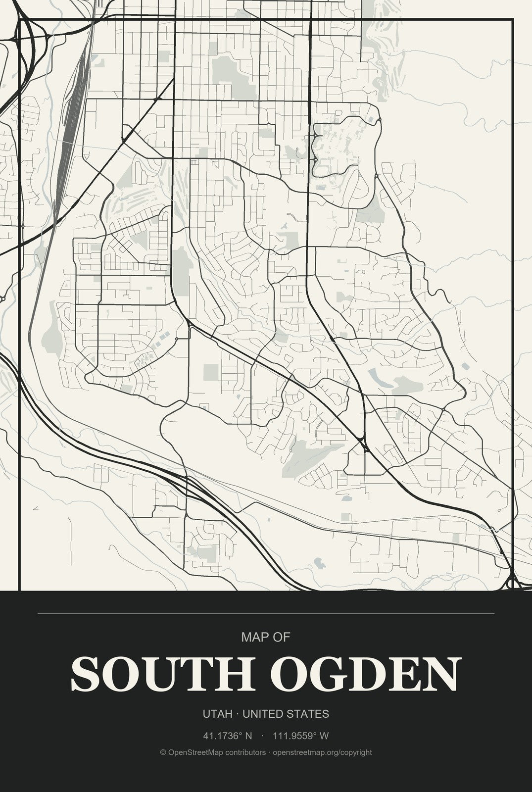 South Ogden, Utah City Map Aluminum Sign in Museum Plaque style