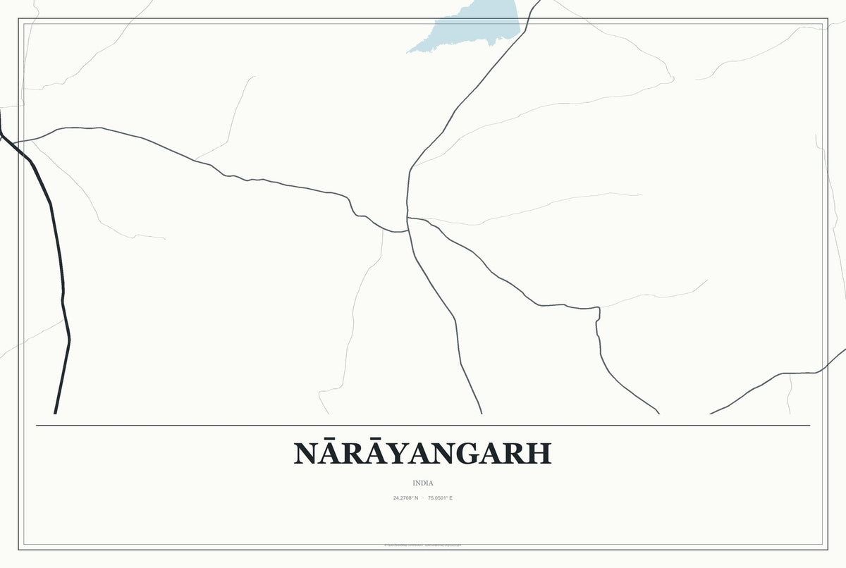 Nārāyangarh, India City Map Aluminum Sign in Gallery Air style