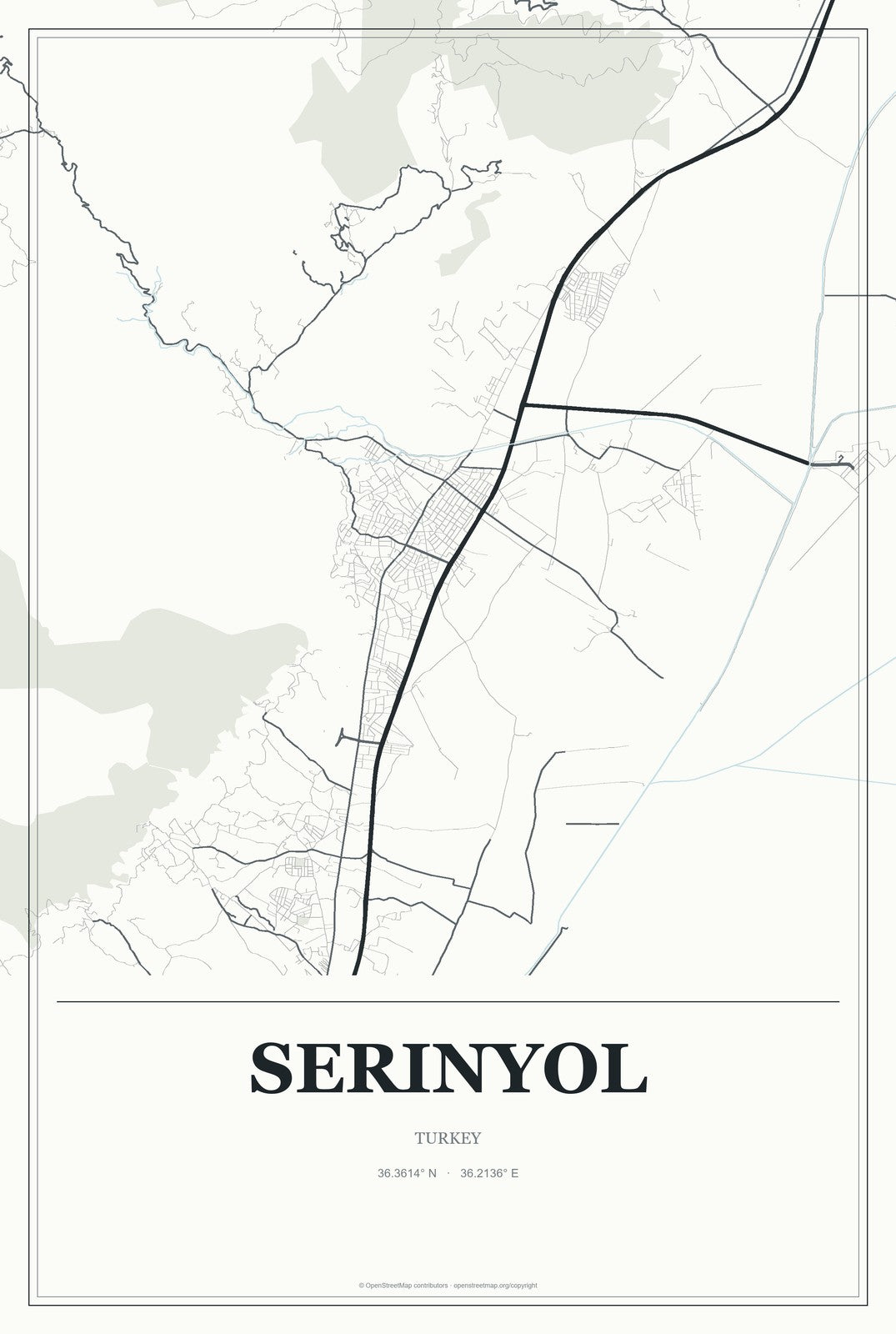 Serinyol, Turkey City Map Aluminum Sign in Gallery Air style