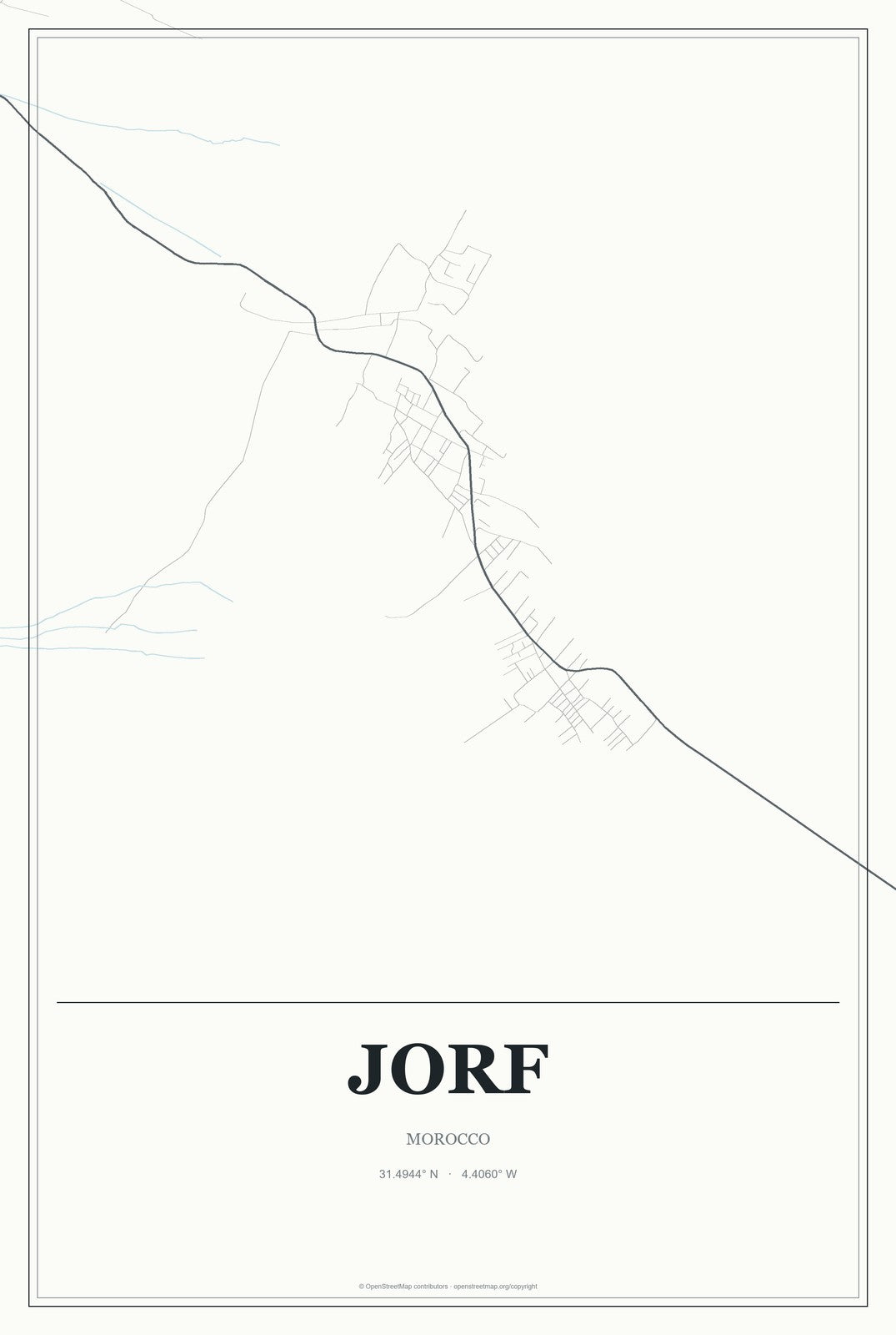 Jorf, Morocco City Map Aluminum Sign in Gallery Air style