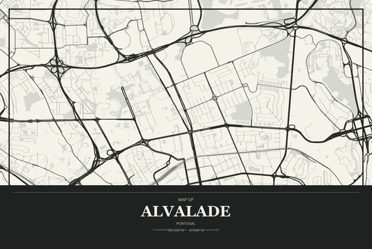Alvalade, Portugal City Map Aluminum Sign in Museum Plaque style