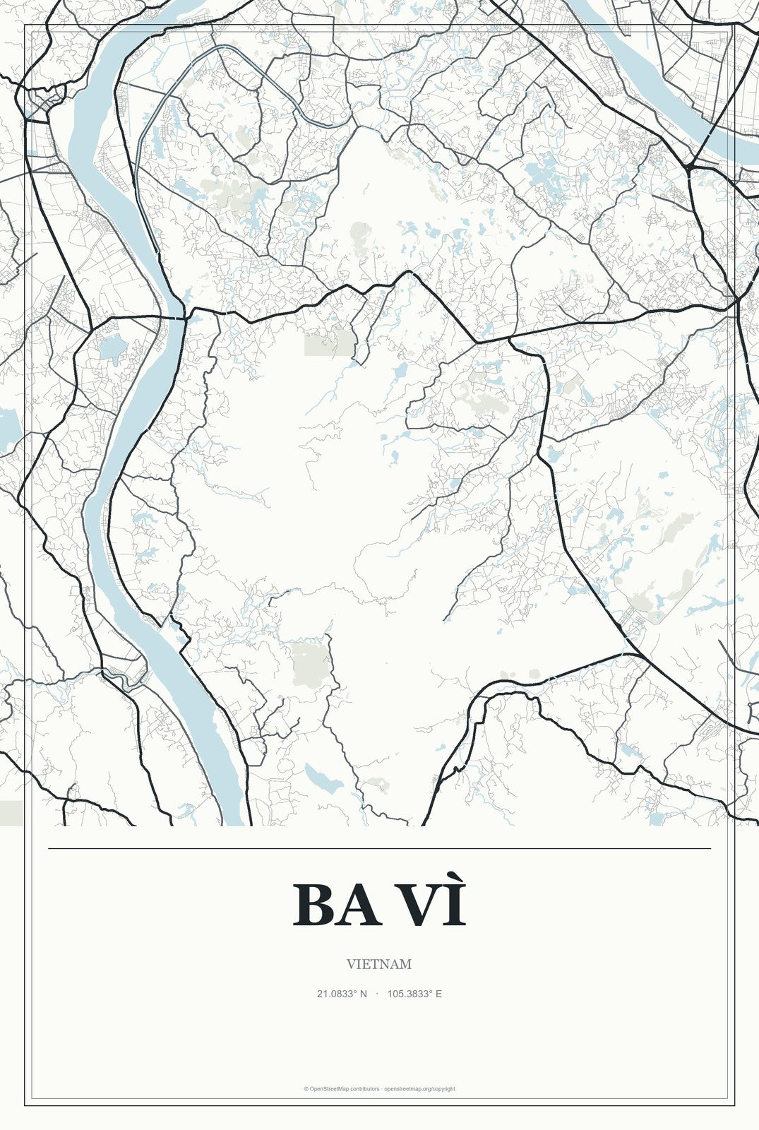 Ba Vì, Vietnam City Map Aluminum Sign in Gallery Air style