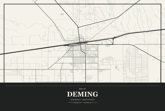 Deming, New Mexico City Map Aluminum Sign in Museum Plaque style