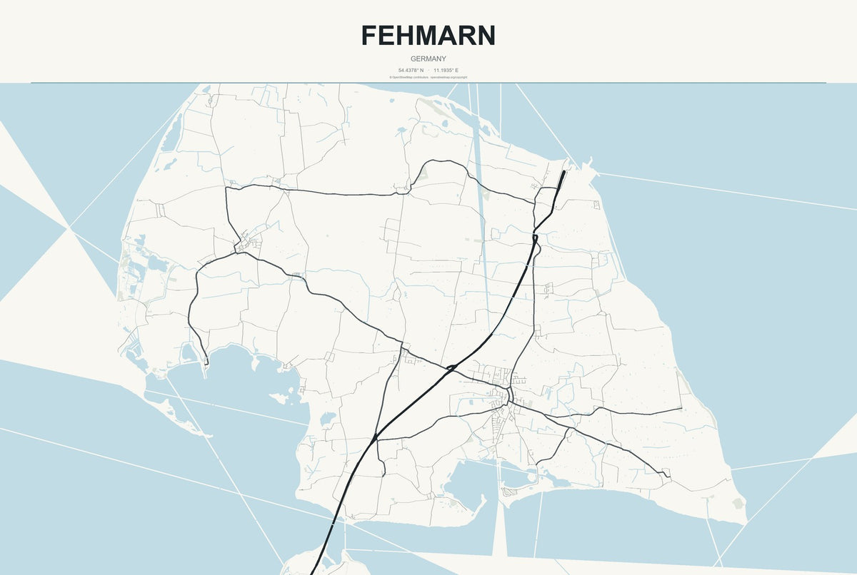 Fehmarn, Germany City Map Aluminum Sign in Headline Atlas style