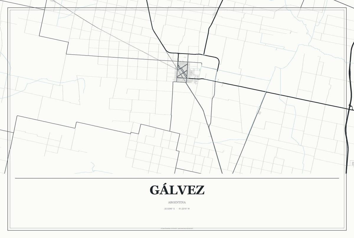 Gálvez, Argentina City Map Aluminum Sign in Gallery Air style