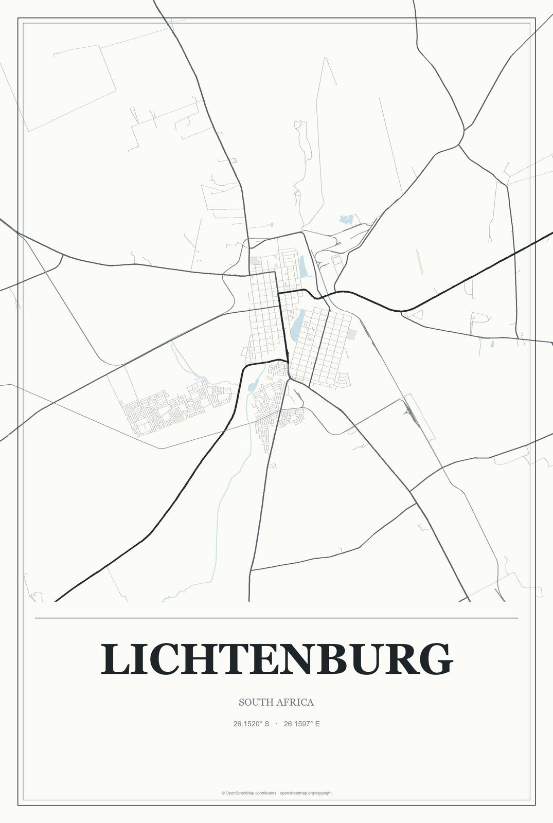 Lichtenburg, South Africa City Map Aluminum Sign in Gallery Air style