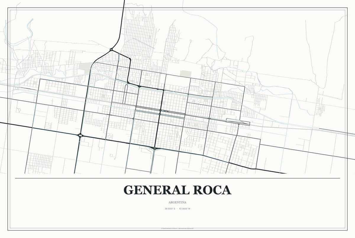 General Roca, Argentina City Map Aluminum Sign in Gallery Air style