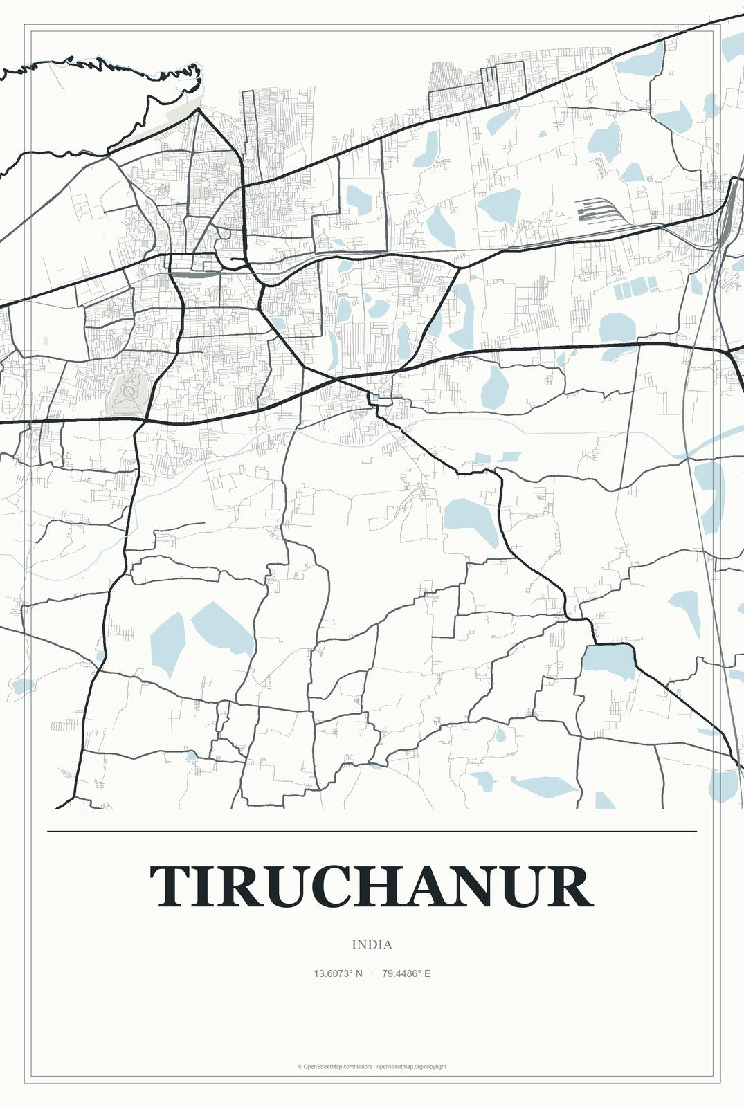 Tiruchanur, India City Map Aluminum Sign in Gallery Air style