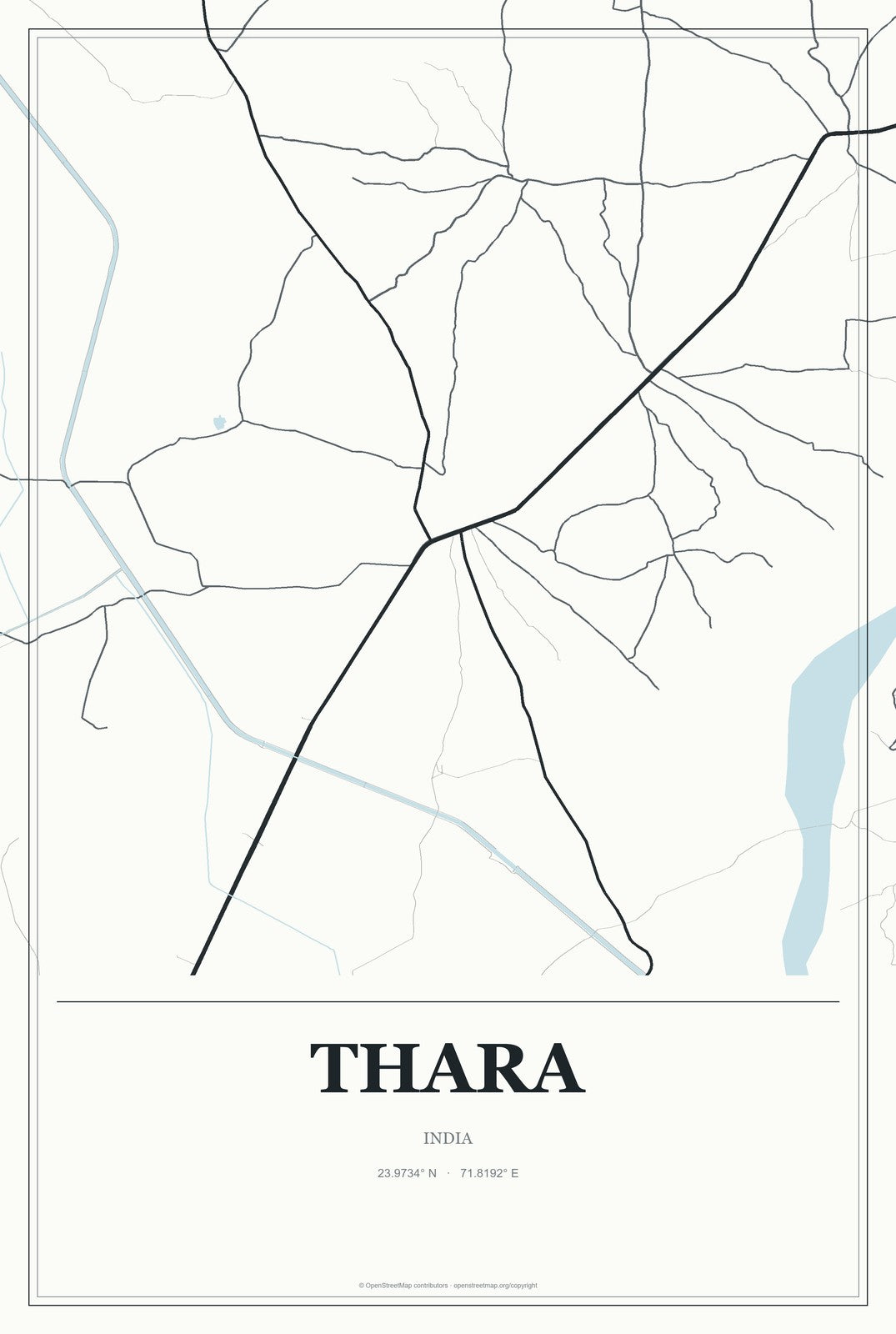 Thara, India City Map Aluminum Sign in Gallery Air style