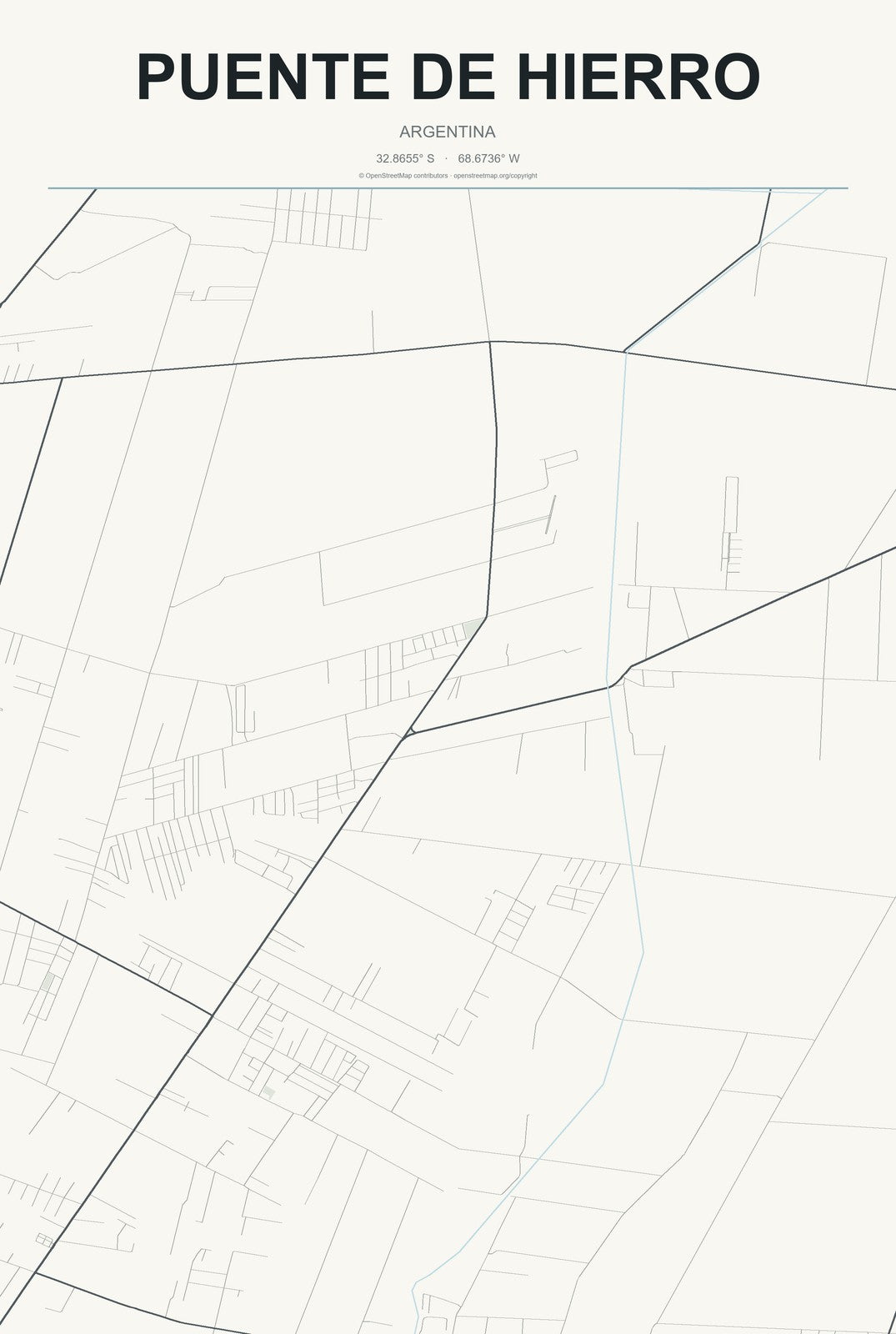 Puente de Hierro, Argentina City Map Aluminum Sign in Headline Atlas style