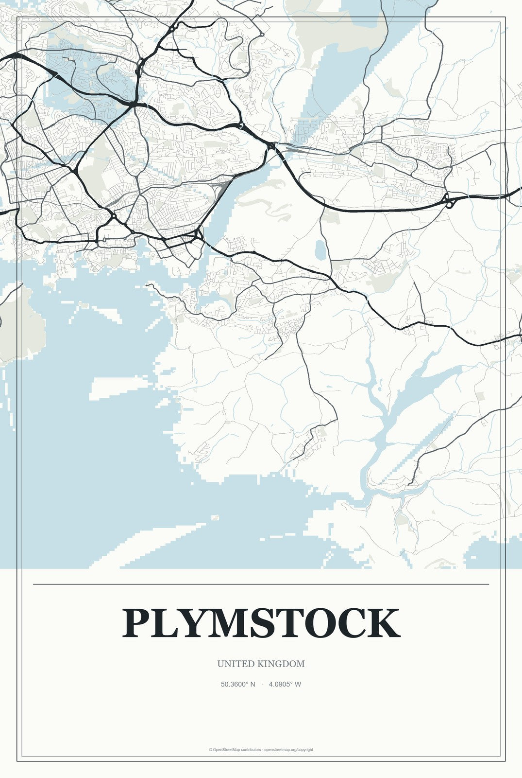 Plymstock, United Kingdom City Map Aluminum Sign in Gallery Air style