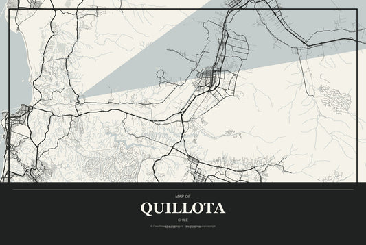 Quillota, Chile City Map Aluminum Sign in Museum Plaque style