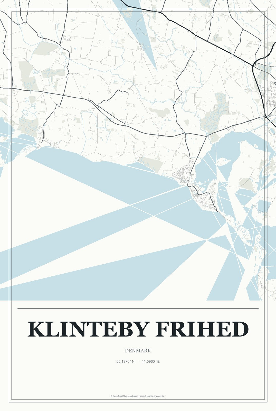 Klinteby Frihed, Denmark City Map Aluminum Sign in Gallery Air style