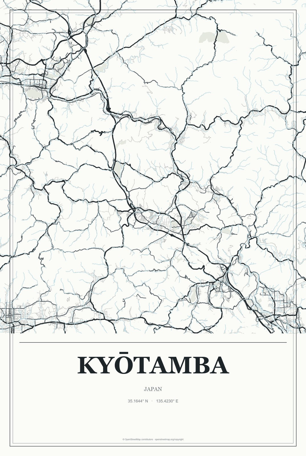 Kyōtamba, Japan City Map Aluminum Sign in Gallery Air style