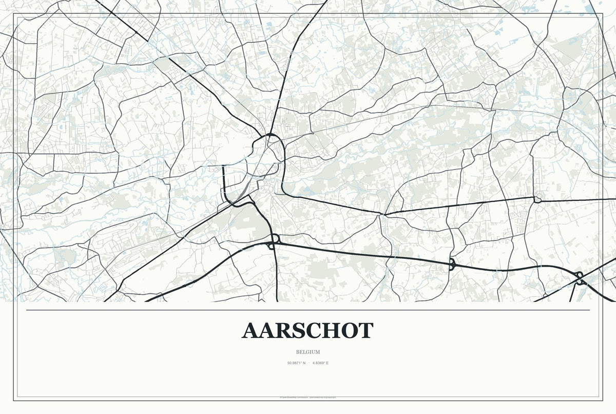 Aarschot, Belgium City Map Aluminum Sign in Gallery Air style