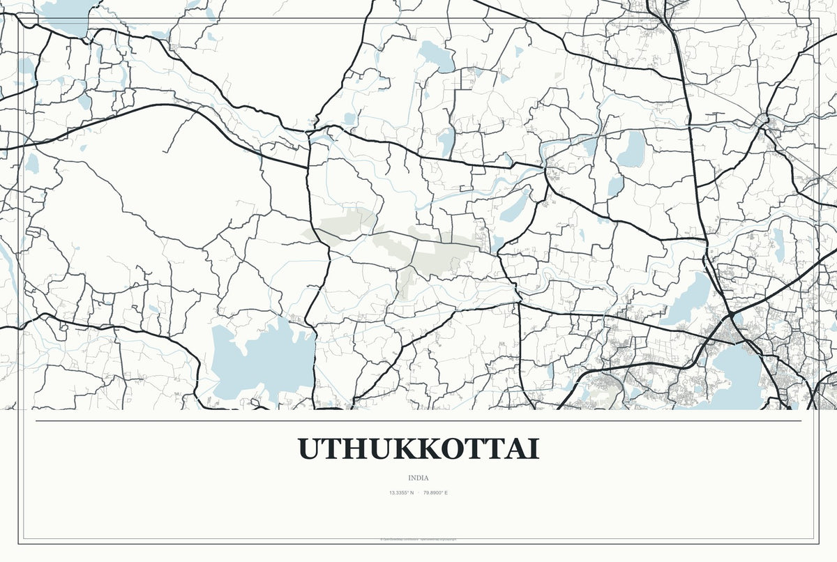 Uthukkottai, India City Map Aluminum Sign in Gallery Air style