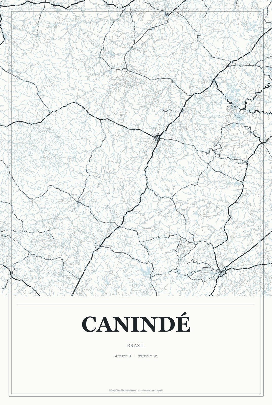 Canindé, Brazil City Map Aluminum Sign in Gallery Air style