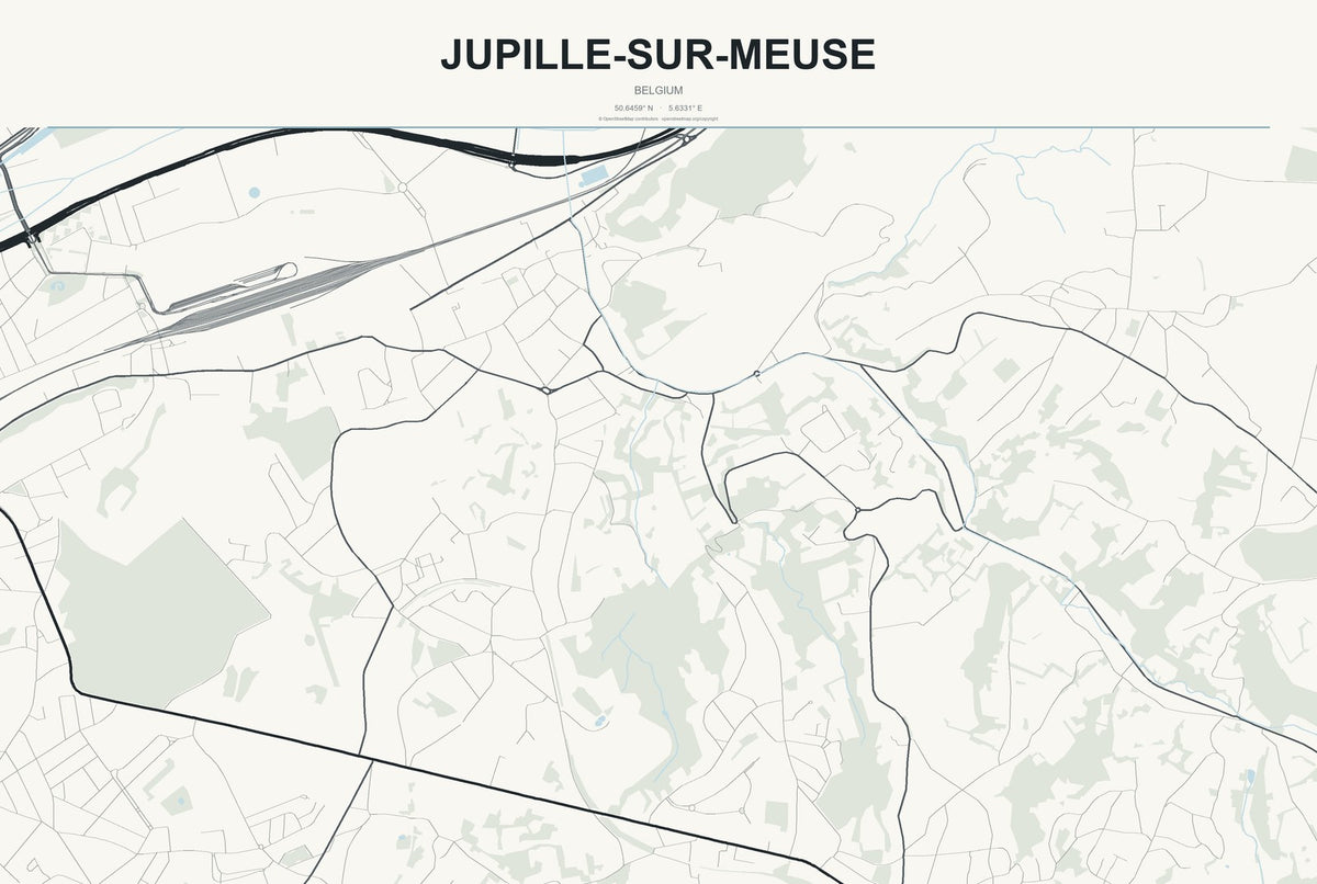 Jupille-sur-Meuse, Belgium City Map Aluminum Sign in Headline Atlas style