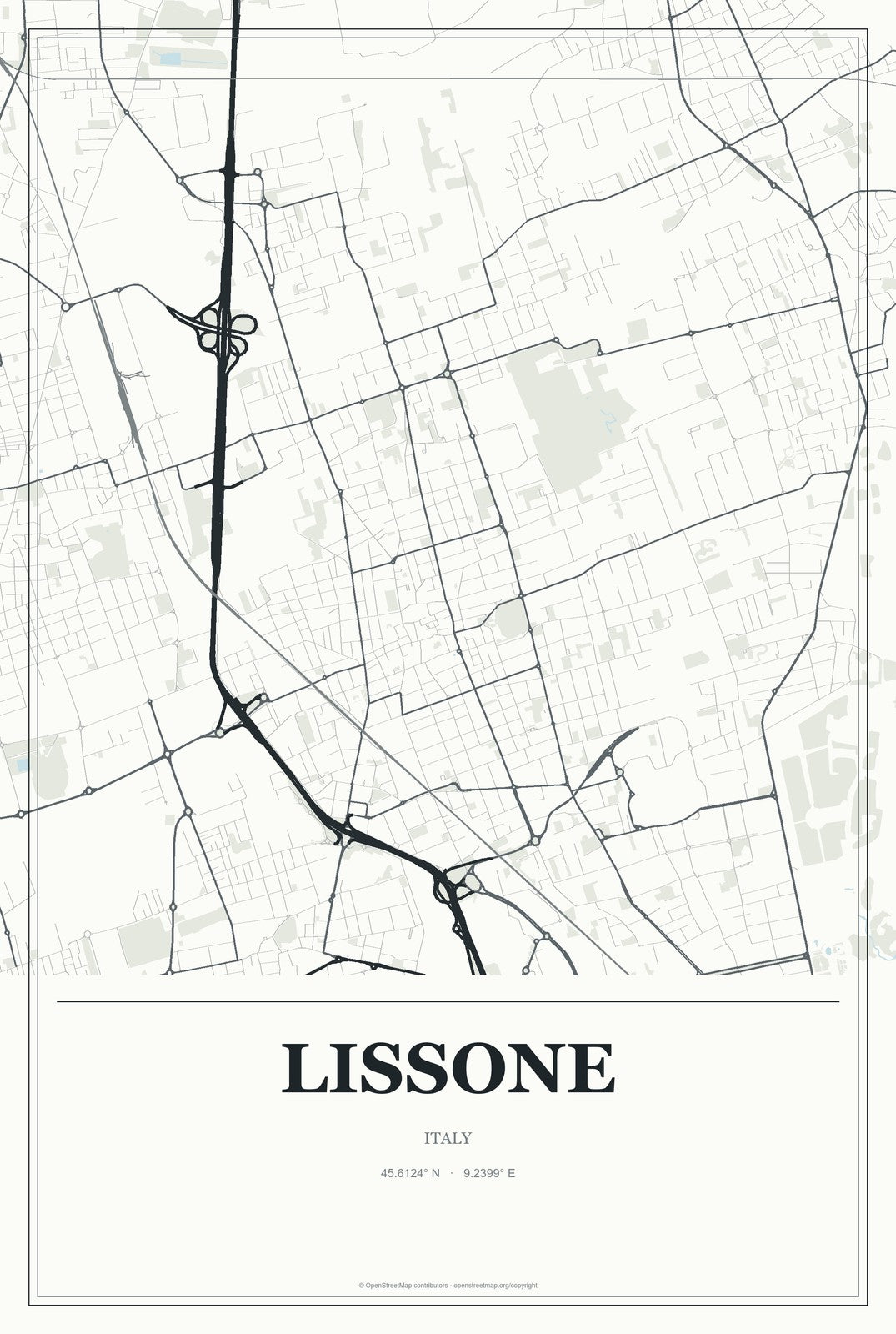 Lissone, Italy City Map Aluminum Sign in Gallery Air style