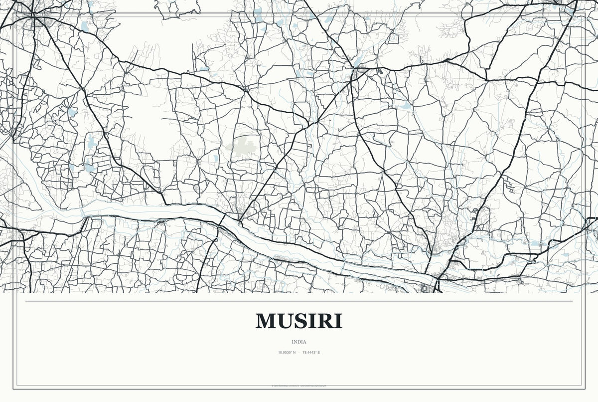 Musiri, India City Map Aluminum Sign in Gallery Air style