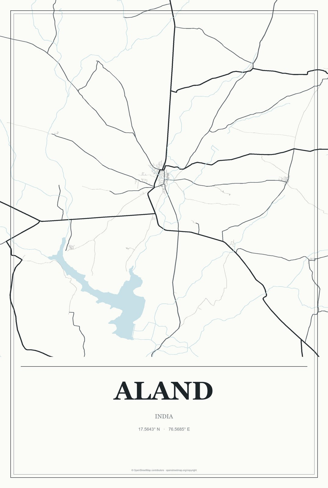 Aland, India City Map Aluminum Sign in Gallery Air style