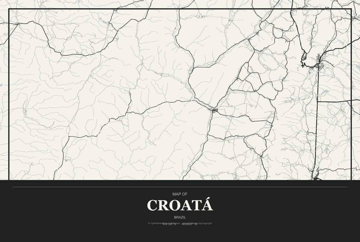 Croatá, Brazil City Map Aluminum Sign in Museum Plaque style