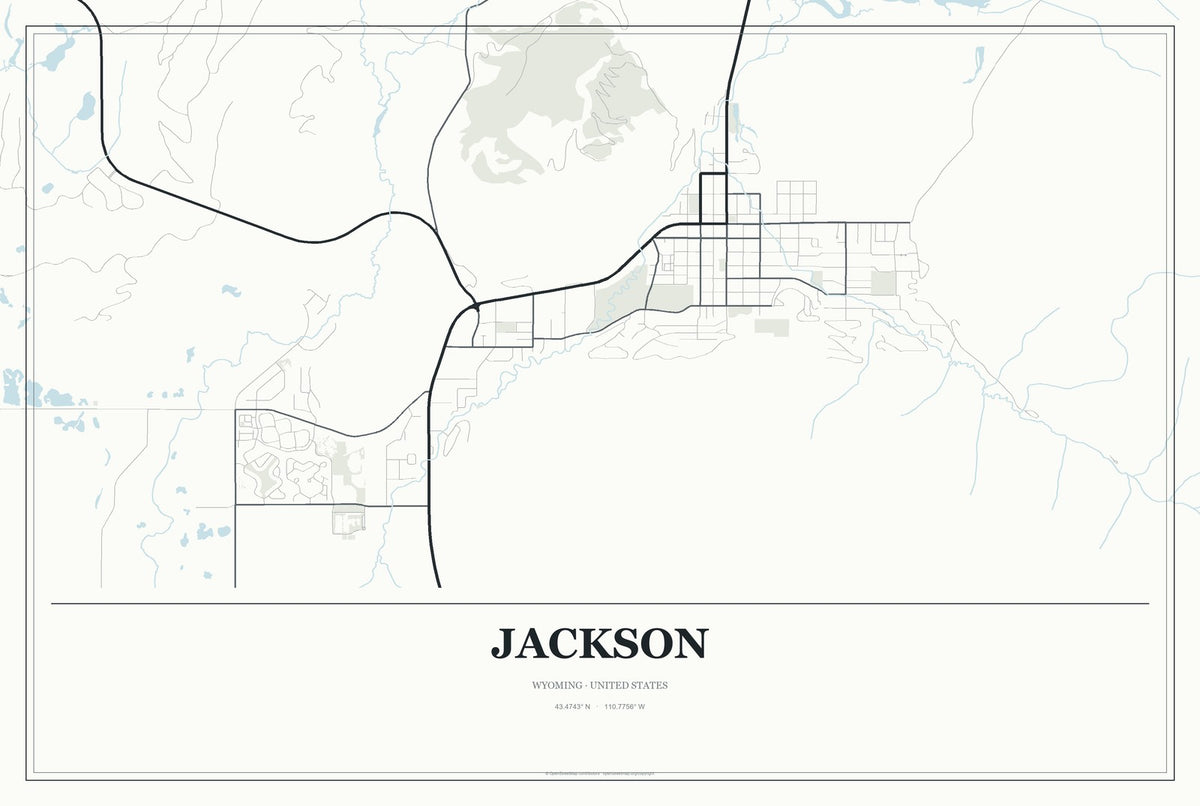 Jackson, Wyoming City Map Aluminum Sign in Gallery Air style