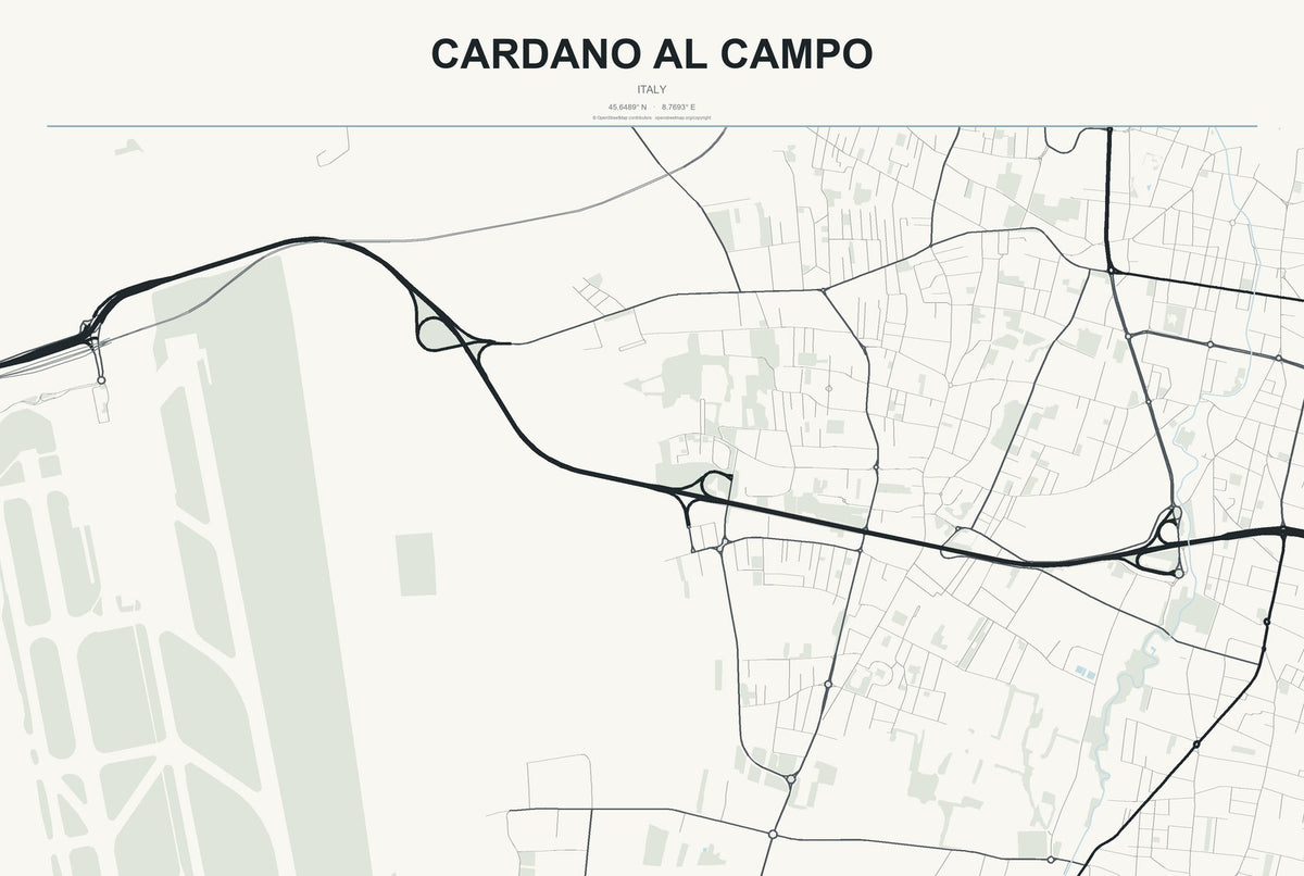Cardano al Campo, Italy City Map Aluminum Sign in Headline Atlas style