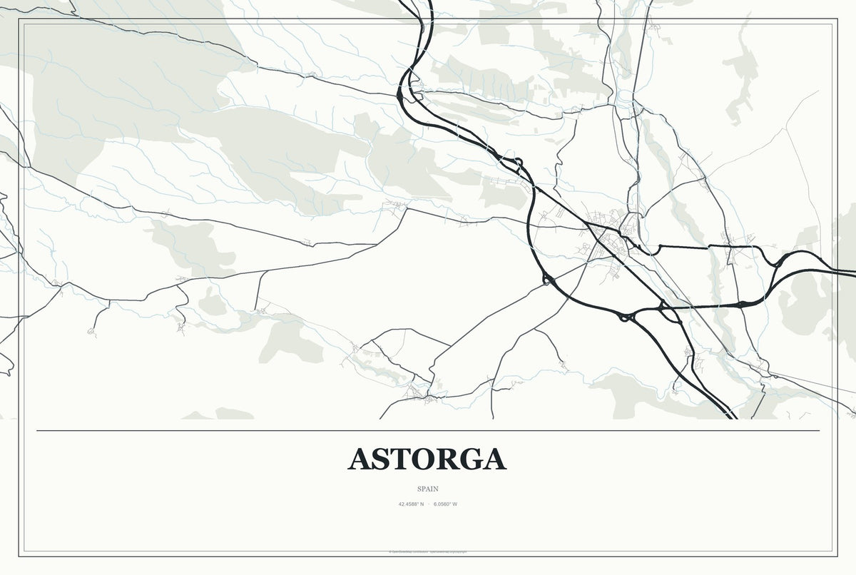 Astorga, Spain City Map Aluminum Sign in Gallery Air style