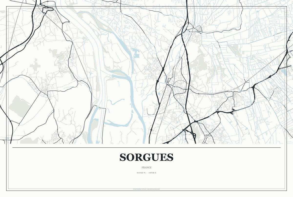 Sorgues, France City Map Aluminum Sign in Gallery Air style