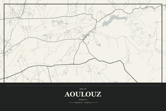 Aoulouz, Morocco City Map Aluminum Sign in Museum Plaque style
