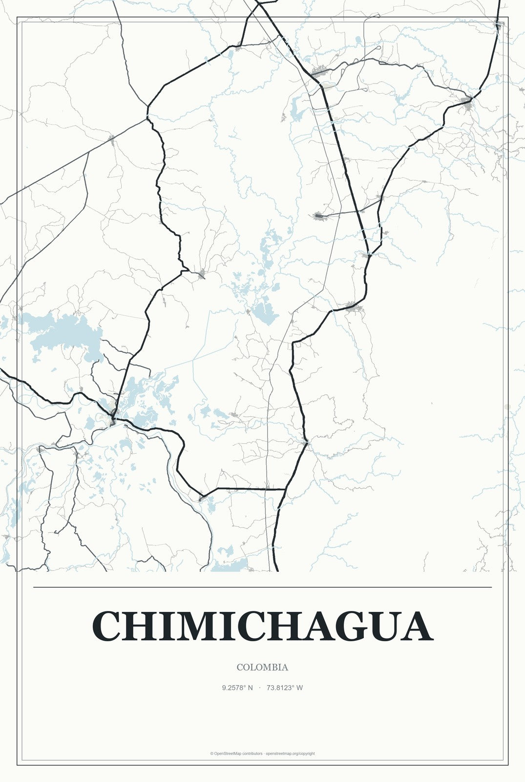 Chimichagua, Colombia City Map Aluminum Sign in Gallery Air style