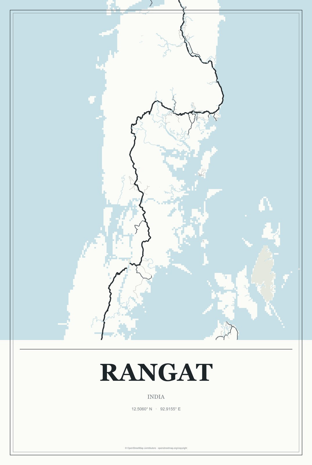 Rangat, India City Map Aluminum Sign in Gallery Air style