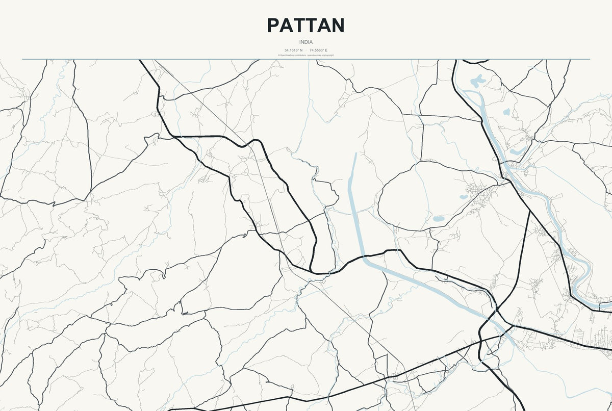 Pattan, India City Map Aluminum Sign in Headline Atlas style